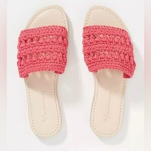 Anthropologie Pink Pia Crocheted Slide Sandals
